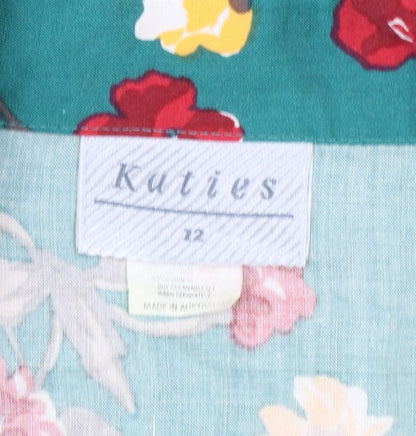 Katies Womens Multicoloured Floral Cotton Short Sleeve Blouse Size 12