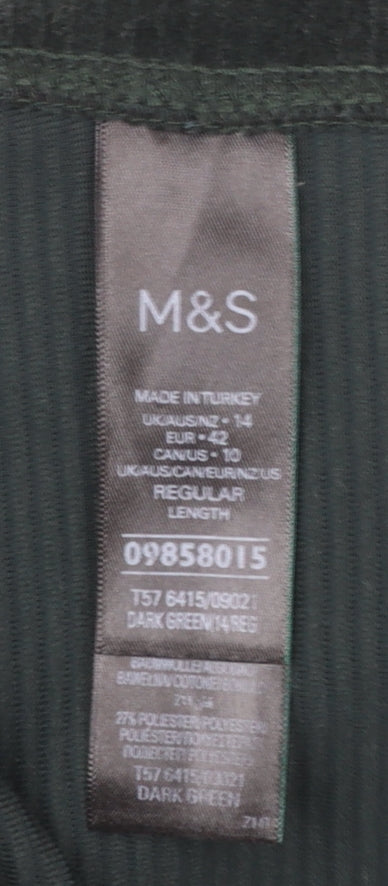 Marks and Spencer Women's Green Corduroy Leggings Size 14 Regular