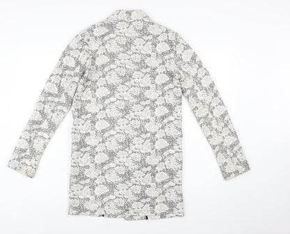 Vila Women's Grey Floral Lace Longline Blazer Jacket XS