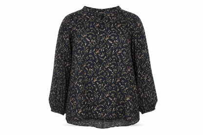 H&M Womens Black Floral Cotton Long Sleeve Tunic Blouse Size 12