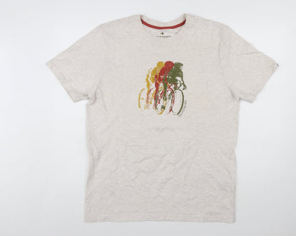 Brakeburn Men's Beige Cycling Graphic T-Shirt Size L