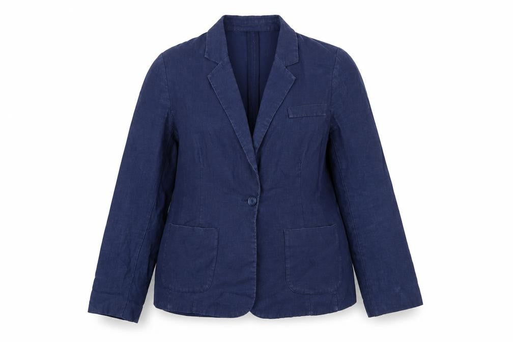 John Lewis Capsule Collection Navy Linen Single-Breasted Blazer Size 14