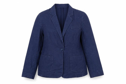 John Womens Lewis Capsule Collection Navy Linen Single-Breasted Blazer Size 14