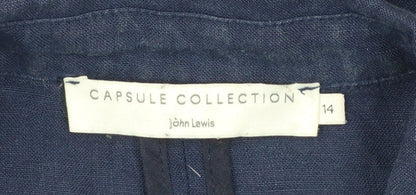 John Lewis Capsule Collection Navy Linen Single-Breasted Blazer Size 14