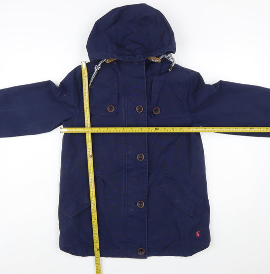 Joules Womens Blue Waterproof Cotton Parka Jacket Size 8