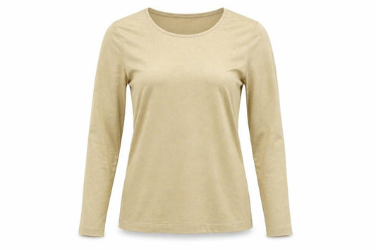 Chico's Women Gold Glitter Long Sleeve Scoop Neck Top Size S