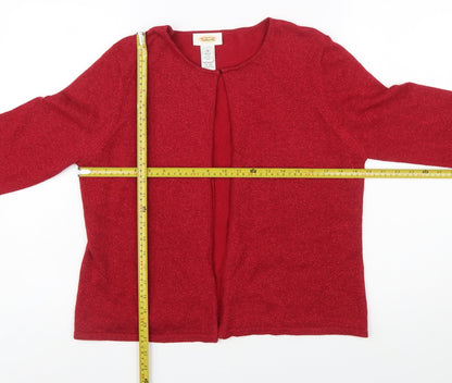 Talbots Women Red Silk Angora Blend Cardigan Size 10