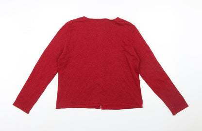 Talbots Women Red Silk Angora Blend Cardigan Size 10