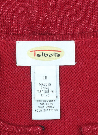 Talbots Women Red Silk Angora Blend Cardigan Size 10