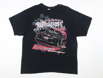 Gildan Men's Black XL Midwest Racing Graphic Cotton T-Shirt