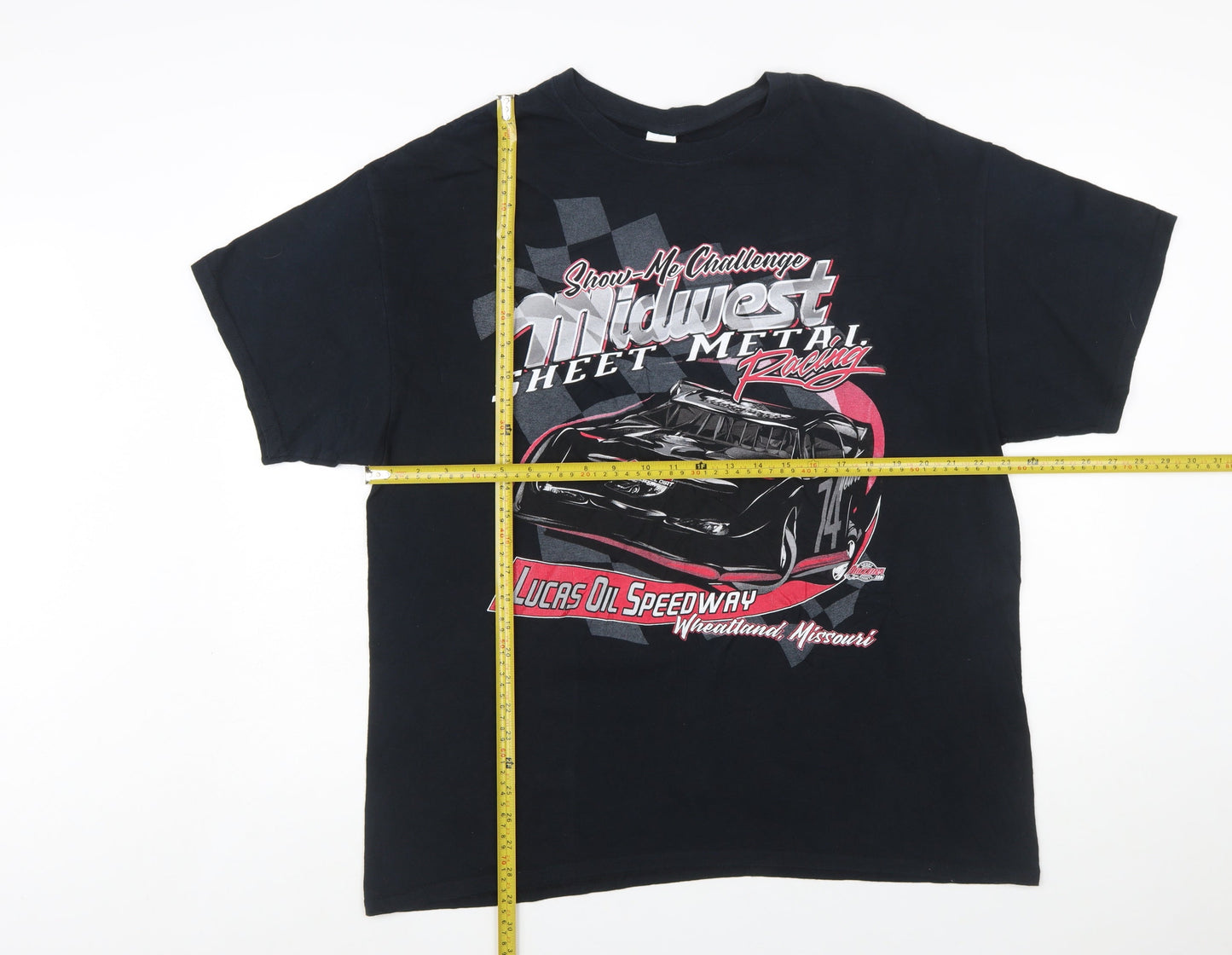 Gildan Men's Black XL Midwest Racing Graphic Cotton T-Shirt