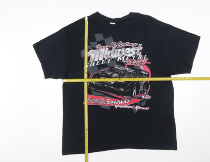 Gildan Men's Black XL Midwest Racing Graphic Cotton T-Shirt