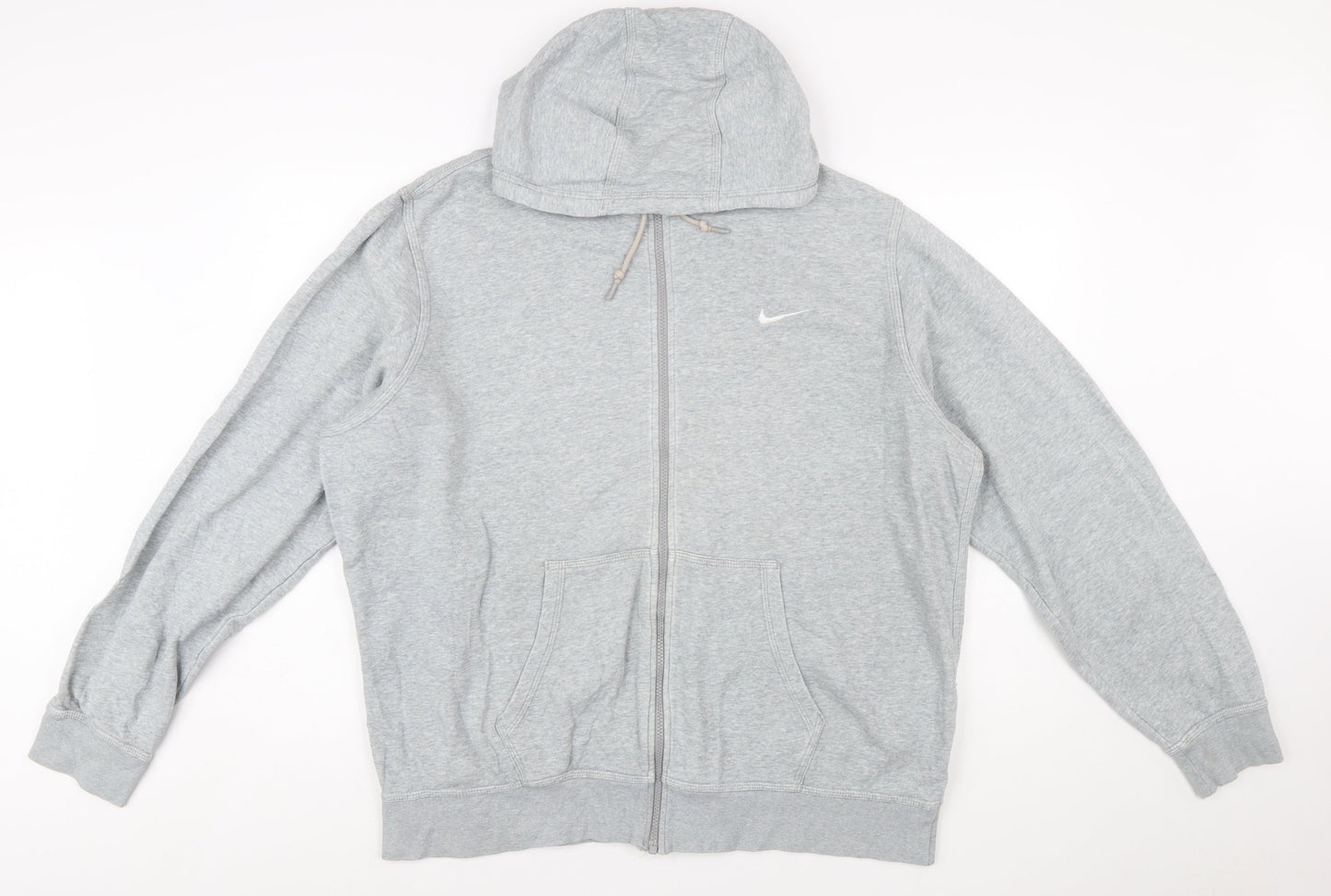 Nike Men's Grey Full Zip Hoodie XXL Cotton Blend Athletic Fit