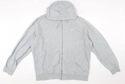 Nike Men's Grey Full Zip Hoodie XXL Cotton Blend Athletic Fit