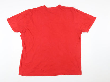 Xplosive Ape Men's Red Graphic 2XL Cotton Crew Neck T-Shirt