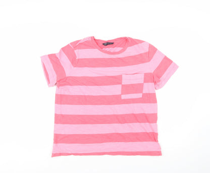 Marks and Spencer Women’s Pink Striped Cotton T-Shirt Size 12