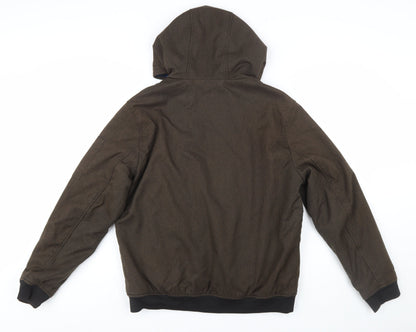 Tommy Hilfiger Men's Brown Hooded Bomber Jacket M Water Resistant Windproof