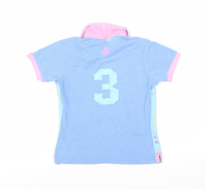 Joules Womens Blue Polo Shirt Size 8 Collared Short Sleeve Cotton