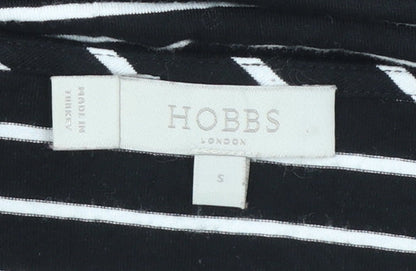 Hobbs Women's Black Striped 3/4 Sleeve Boat Neck Cotton Blend Top S