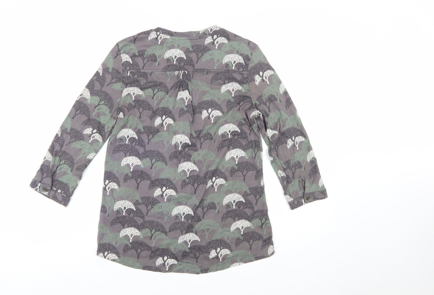 White Stuff Womens Grey Nature Print 3/4 Sleeve Blouse Size 8