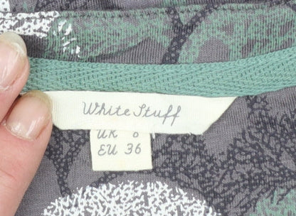White Stuff Womens Grey Nature Print 3/4 Sleeve Blouse Size 8