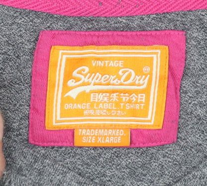 Superdry Womens Grey XL V-Neck Basic Cotton T-Shirt