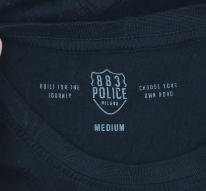 883 Police Men's Black Short Sleeve Crew Neck Cotton T-Shirt Medium
