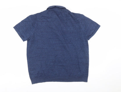 Marks and Spencer Men's Blue Cotton Blend Polo Shirt XL