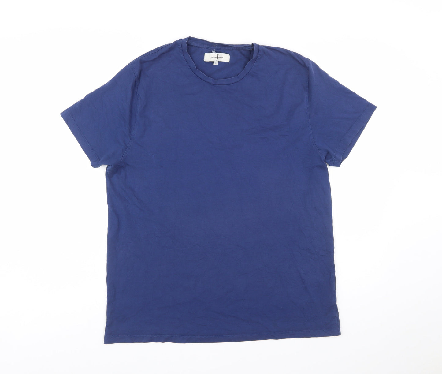 Jasper Conran Men's Blue Cotton Crew Neck T-Shirt Size L