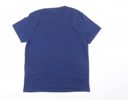 Jasper Conran Men's Blue Cotton Crew Neck T-Shirt Size L