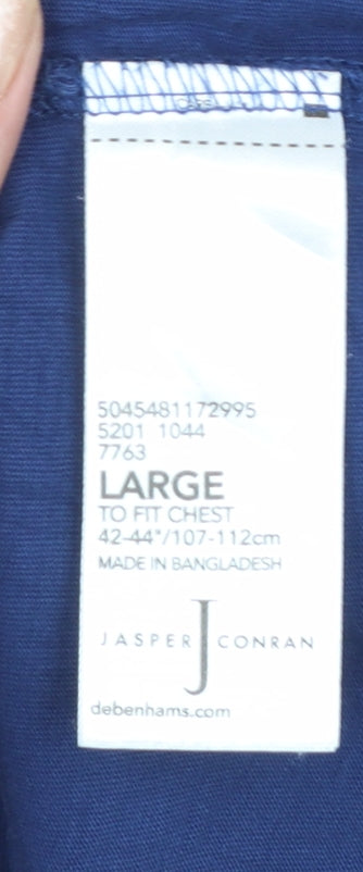 Jasper Conran Men's Blue Cotton Crew Neck T-Shirt Size L