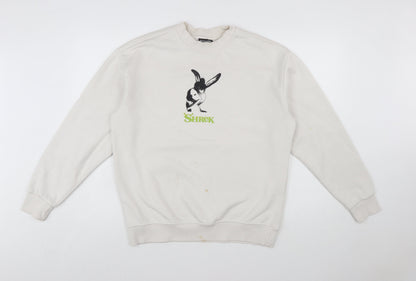 DreamWorks Shrek White Sweatshirt Women's M Printed Donkey Graphic