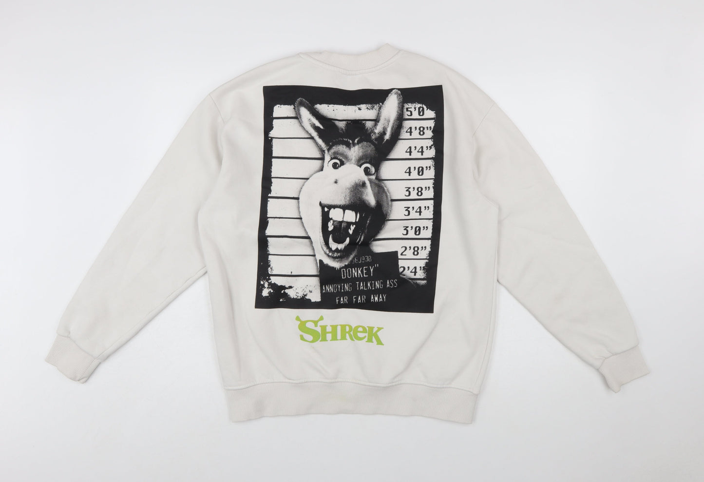 DreamWorks Shrek White Sweatshirt Women's M Printed Donkey Graphic