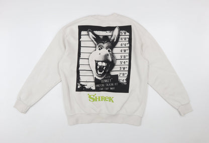 DreamWorks Shrek White Sweatshirt Women's M Printed Donkey Graphic