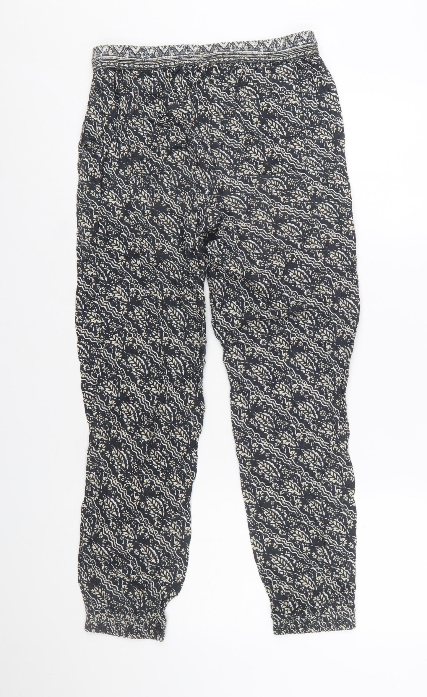 FatFace Women's Black Geometric Print Harem Trousers Size 10