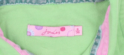 Joules Women’s Green Polo Shirt Size 8 Cotton Short Sleeve Top