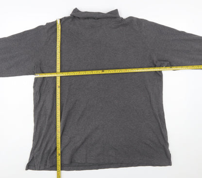 Lands' End Women's Grey Roll Neck Long Sleeve Cotton Top XL