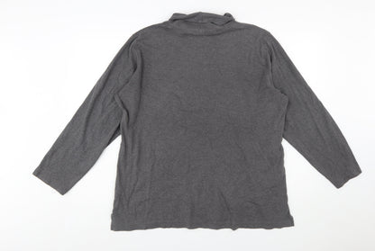 Lands' End Women's Grey Roll Neck Long Sleeve Cotton Top XL