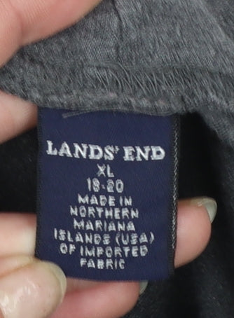 Lands' End Women's Grey Roll Neck Long Sleeve Cotton Top XL