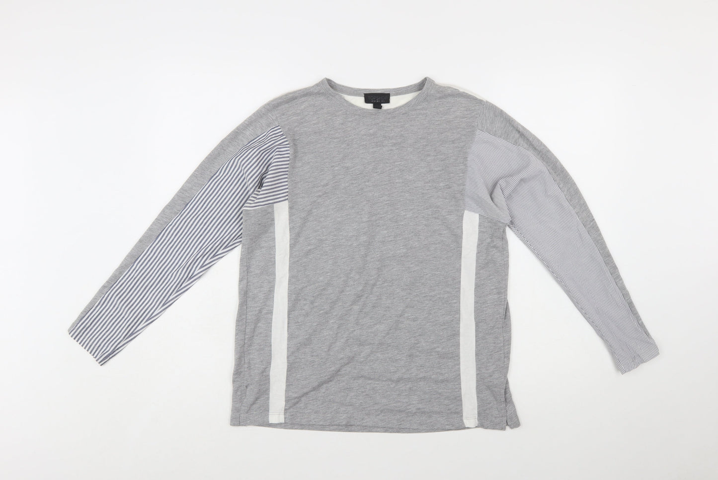 Topshop Women’s Grey Colourblock Long Sleeve Jersey T-Shirt Size 6