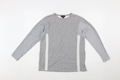 Topshop Women’s Grey Colourblock Long Sleeve Jersey T-Shirt Size 6