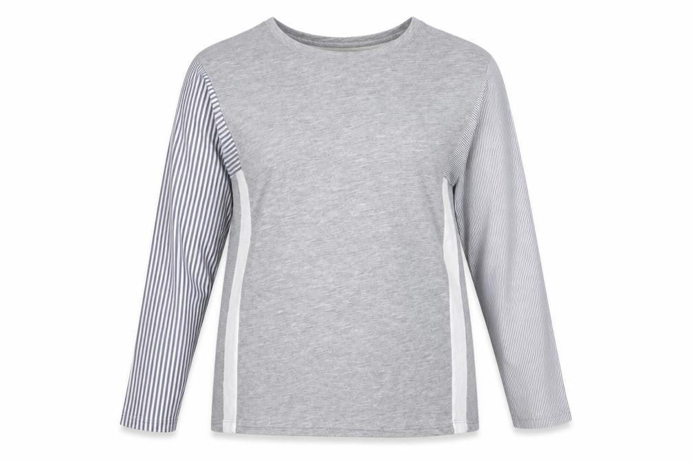 Topshop Women’s Grey Colourblock Long Sleeve Jersey T-Shirt Size 6