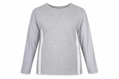 Topshop Women’s Grey Colourblock Long Sleeve Jersey T-Shirt Size 6