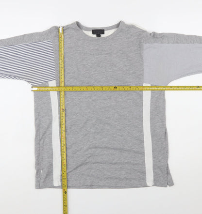 Topshop Women’s Grey Colourblock Long Sleeve Jersey T-Shirt Size 6