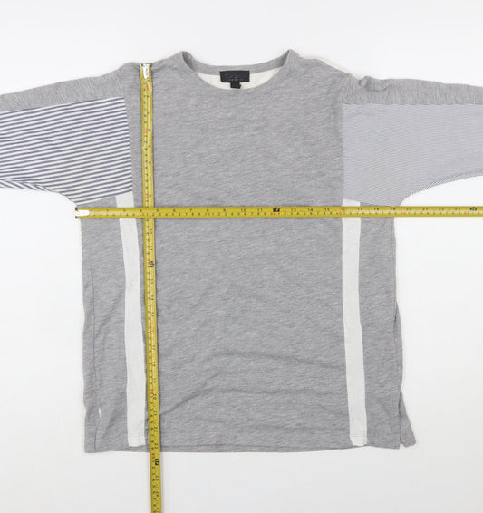 Topshop Women’s Grey Colourblock Long Sleeve Jersey T-Shirt Size 6