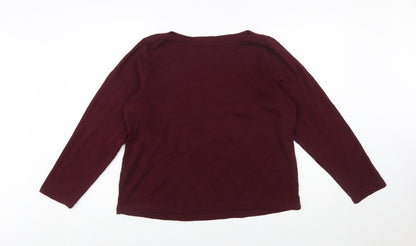 Cotton Traders Womens Burgundy Long Sleeve Plus Size 24 Cotton T-Shirt