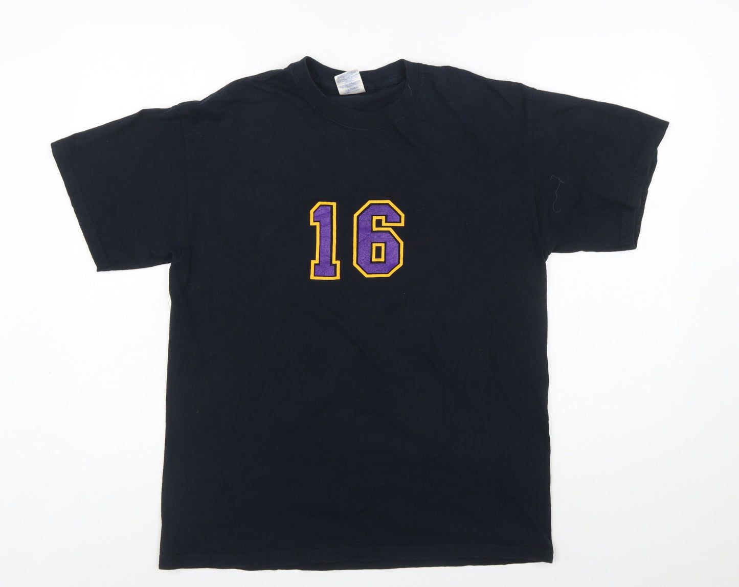 Gildan Unisex Black Sports Number 16 Cotton T-Shirt Size M