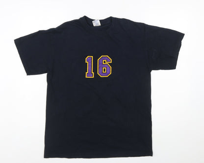 Gildan Unisex Black Sports Number 16 Cotton T-Shirt Size M