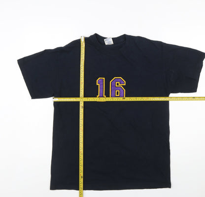 Gildan Unisex Black Sports Number 16 Cotton T-Shirt Size M
