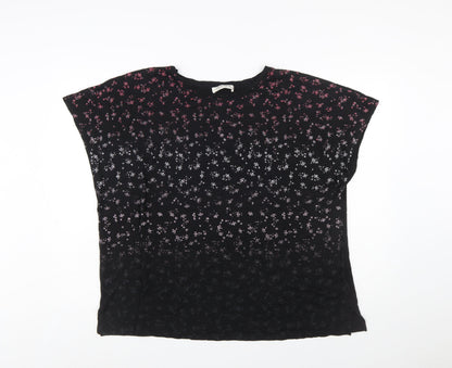 Marks and Spencer Women's Black Floral Modal Cotton T-Shirt Size 20